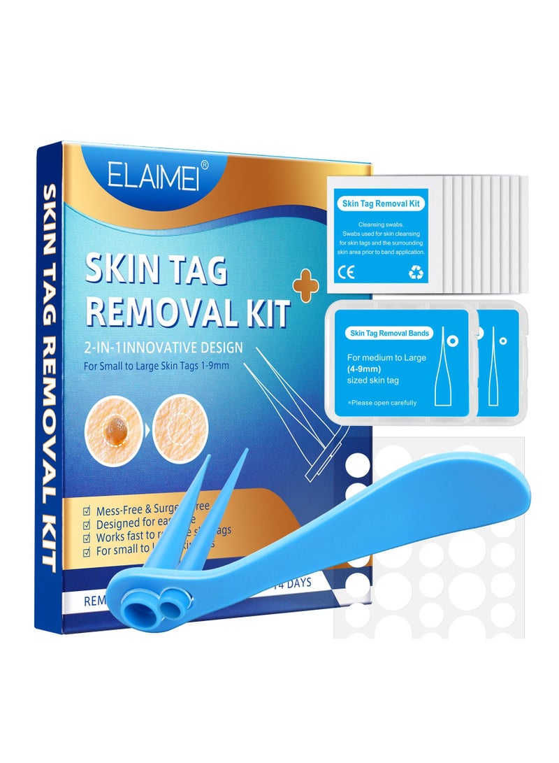 2 in 1 Skin Tag Removal Fast and Easy Skin Tag Remover Kit for Small to Large (1mm - 9mm) Tags for All Body Parts Easy to Use Safe and Painless