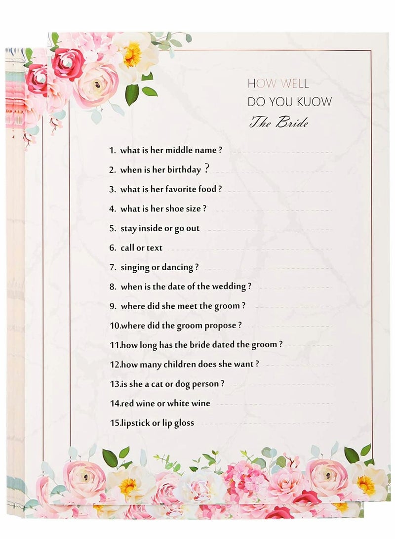 40Pcs Hen Night Party Games, Advice For The Bride Cards, How Well do You Know the Bride, 4 Games, for hen do or bridal shower with the bride to be, Pink, 5 x 7 Inches