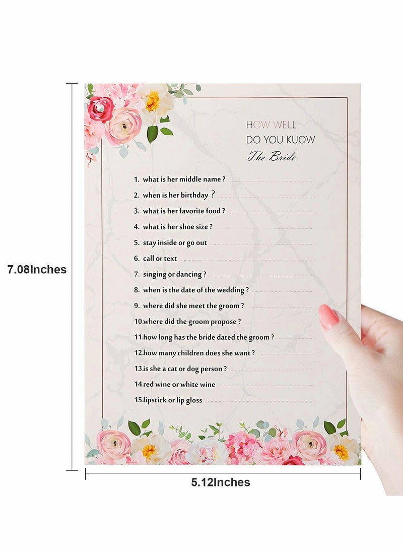 40Pcs Hen Night Party Games, Advice For The Bride Cards, How Well do You Know the Bride, 4 Games, for hen do or bridal shower with the bride to be, Pink, 5 x 7 Inches