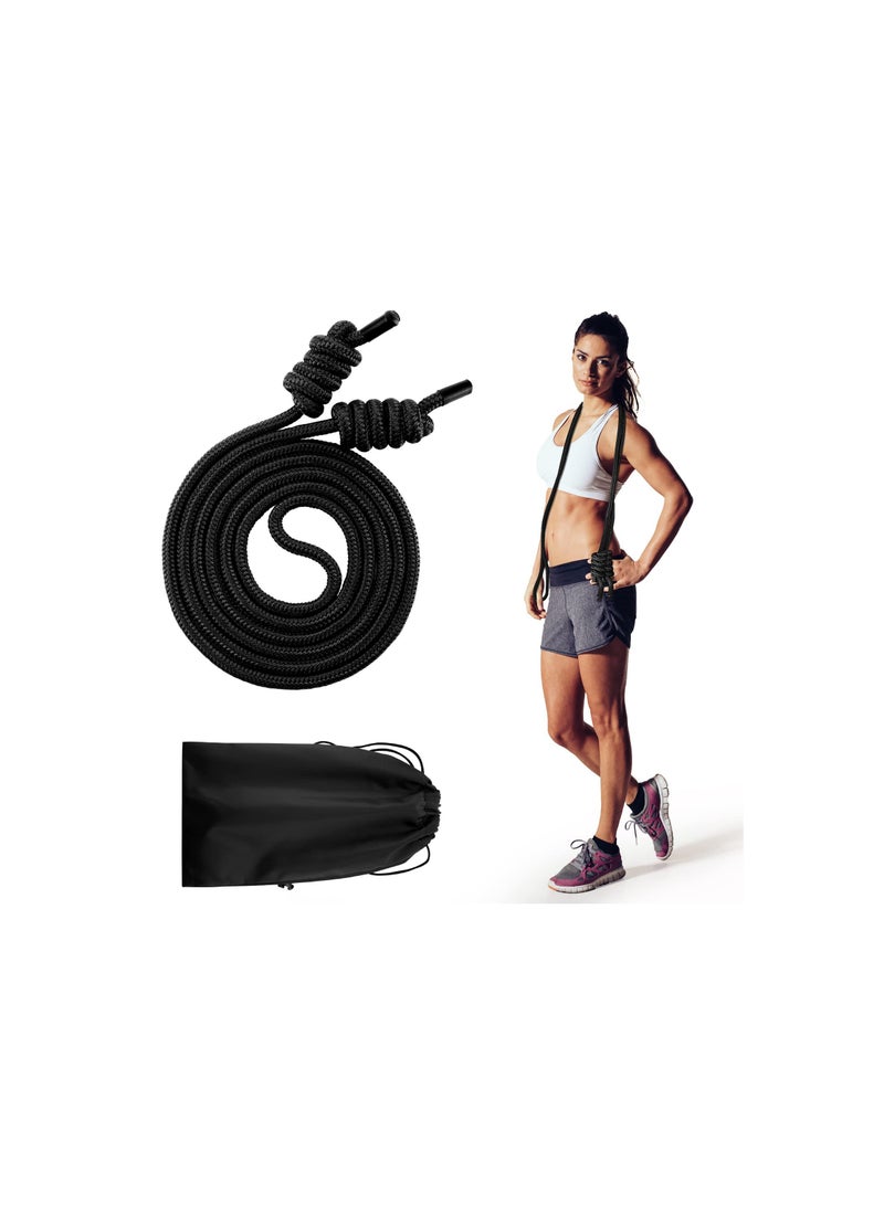 Fitness Flow Double Braid Jump Rope with Cloth Bags, Adjustable Length for Freestyle Skipping, Ideal for Men and Women, Home Gym Indoor/Outdoor, 9 ft (Black, 1 Piece)