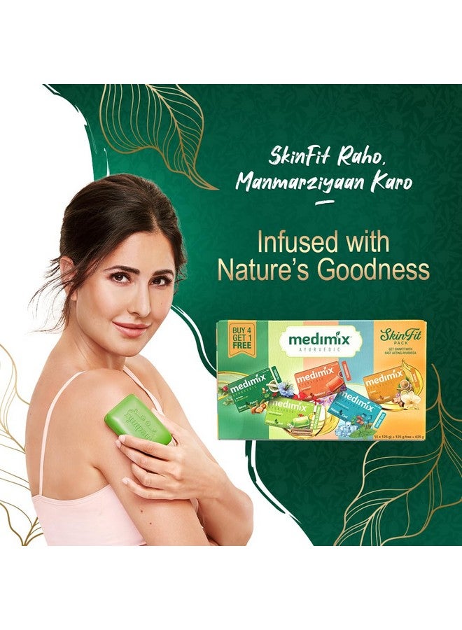 Ayurvedic Skinfit Bathing Soaps 125G (Pack Of 5)|Shop For Healthy & Protected Skin, Cool & Fresh Skin, Soft & Supple Skin, Radiant Skin & Glowing Skin|Parabenfree & Sulphatefree|100% Vegan