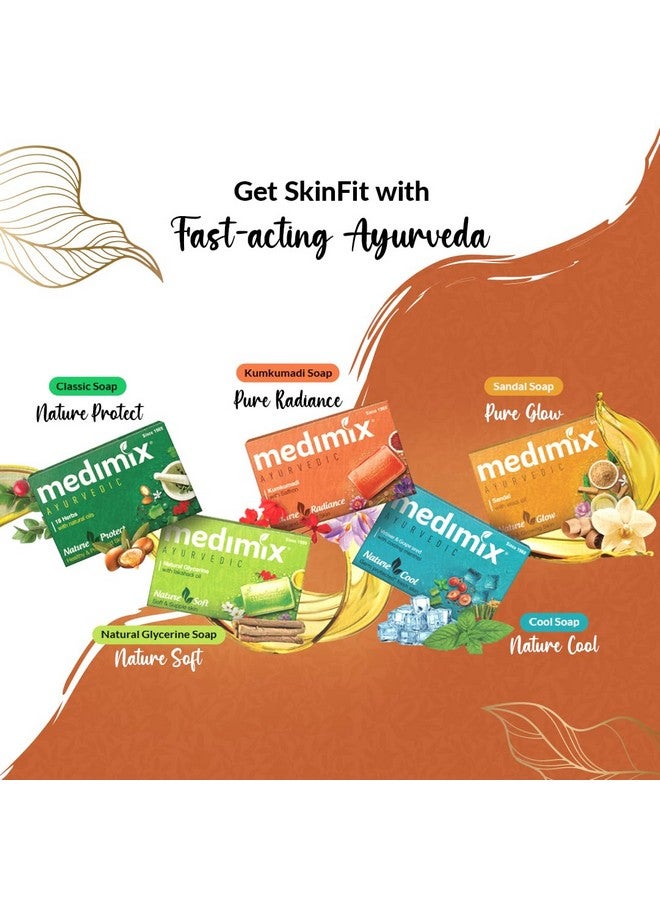 Ayurvedic Skinfit Bathing Soaps 125G (Pack Of 5)|Shop For Healthy & Protected Skin, Cool & Fresh Skin, Soft & Supple Skin, Radiant Skin & Glowing Skin|Parabenfree & Sulphatefree|100% Vegan