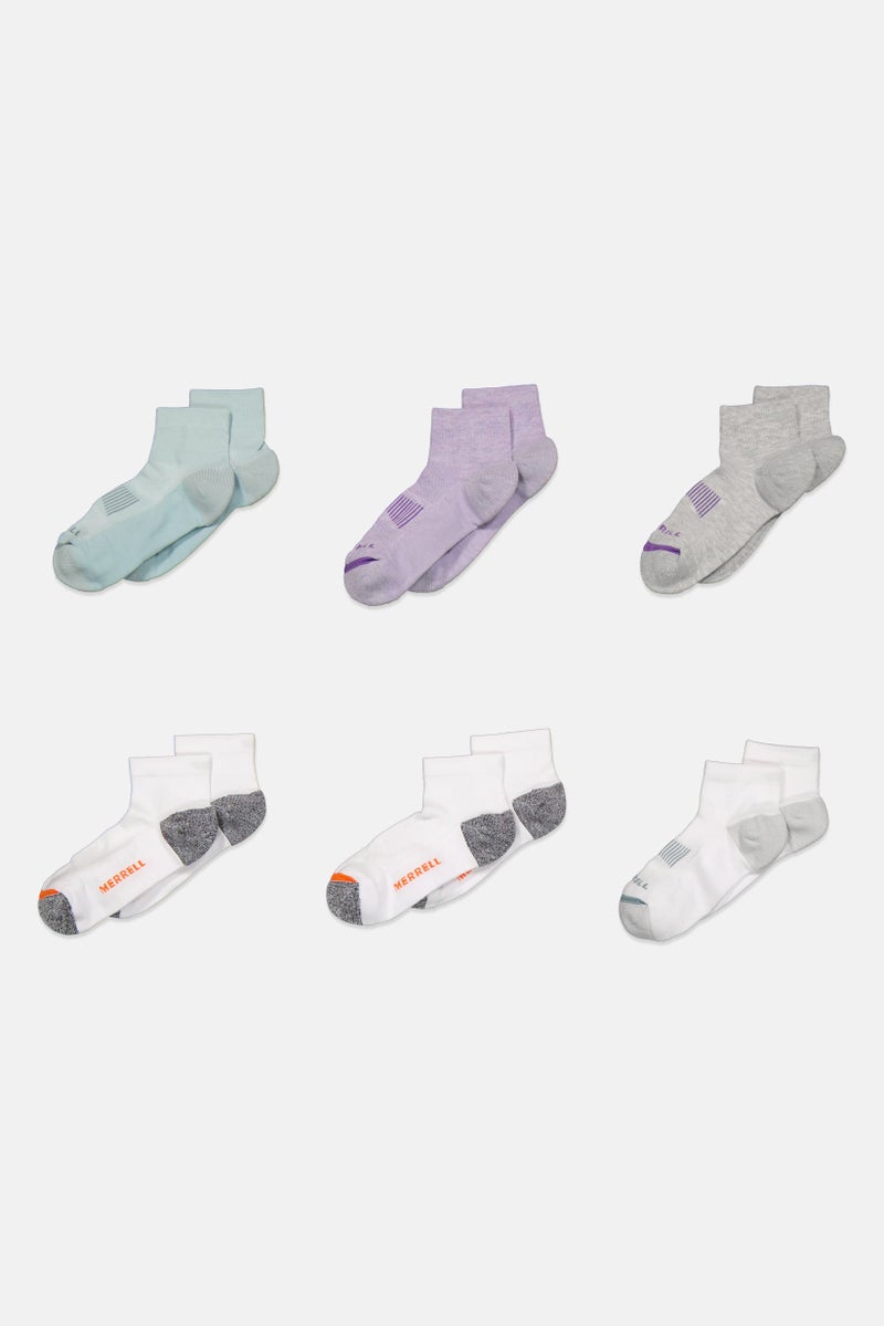 Women 6 Pairs Recycled Cushioned Socks, White Combo