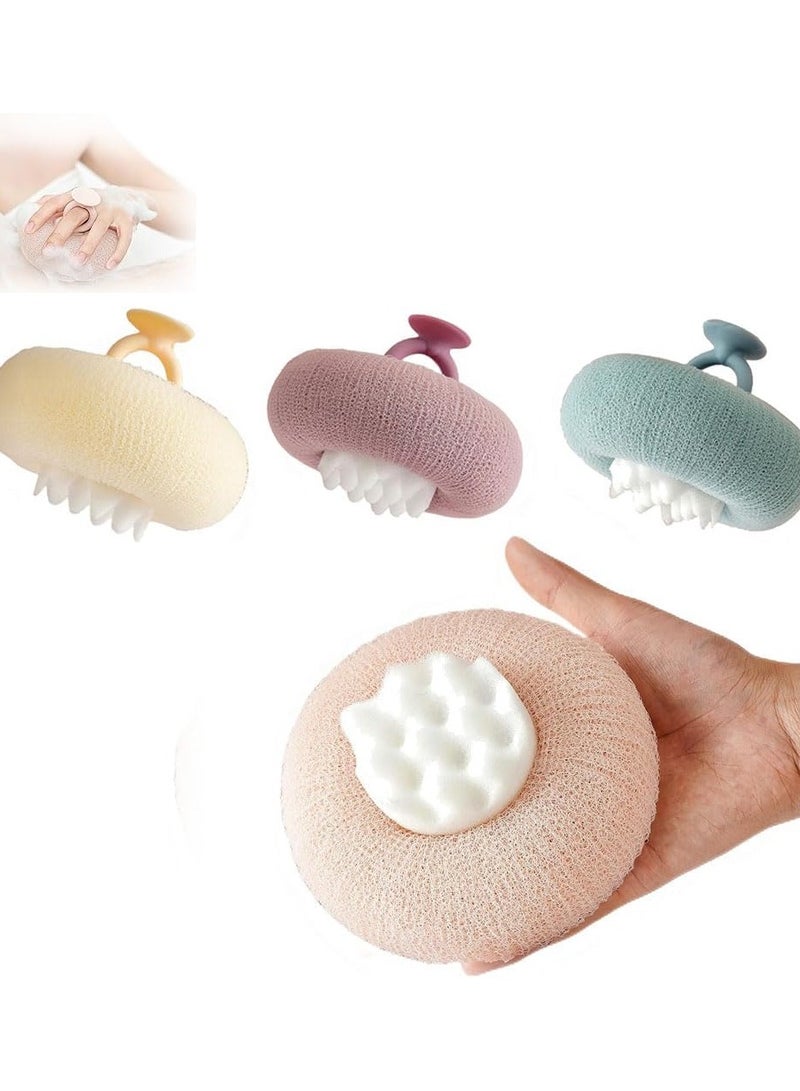 3-Pack Shower Sponge Mesh Pouf - Exfoliating Body Wash Loofah Scrubber for Bathing, Perfect Bathing Accessories for a Refreshing Shower Experience