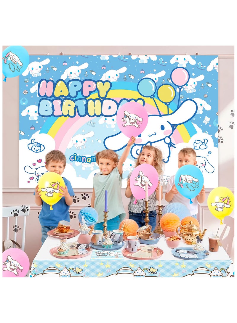 Cinnamoroll Birthday Party Decorations, 24pcs Party Supplies Set Include Napkins Ballons Bacakdrop Tablecloth for Cinnamoroll Theme Party