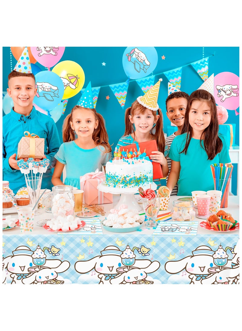 Cinnamoroll Birthday Party Decorations, 24pcs Party Supplies Set Include Napkins Ballons Bacakdrop Tablecloth for Cinnamoroll Theme Party