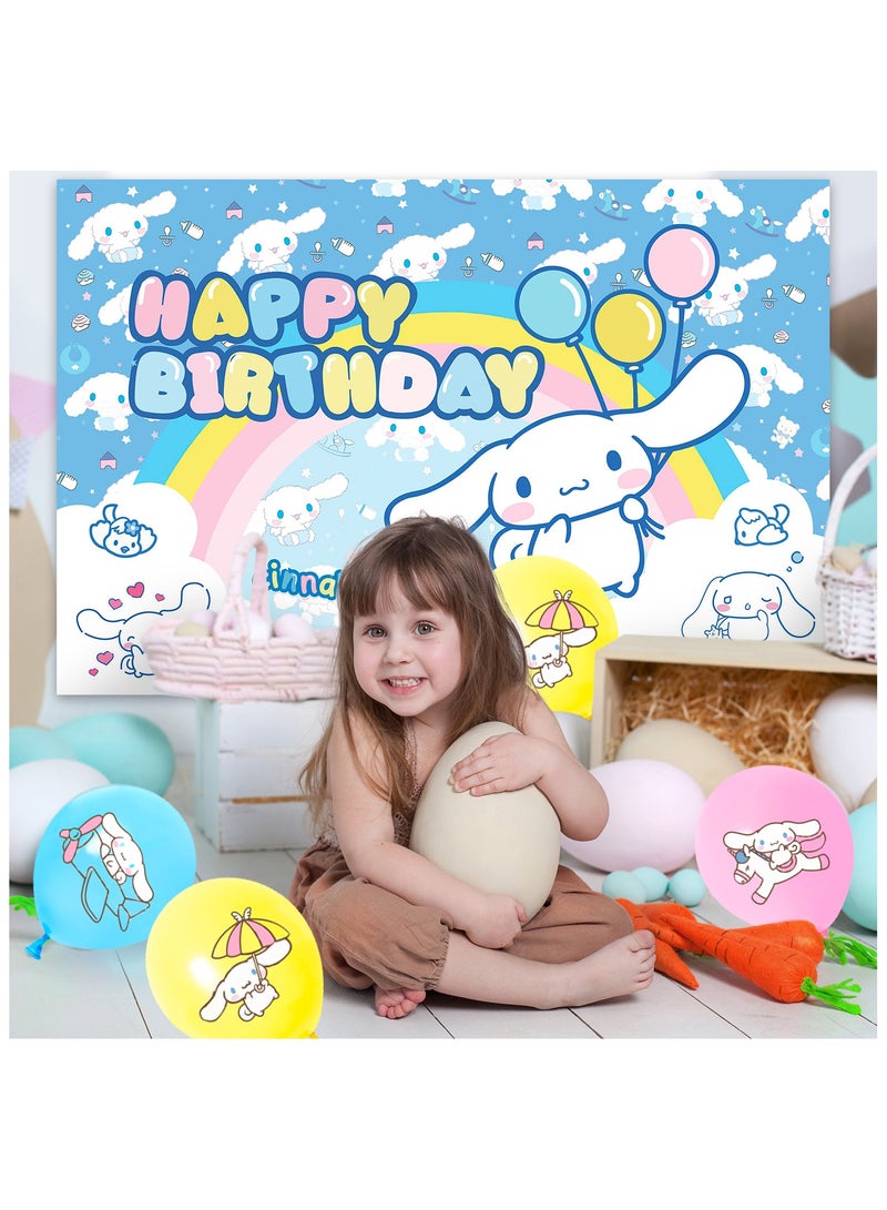 Cinnamoroll Birthday Party Decorations, 24pcs Party Supplies Set Include Napkins Ballons Bacakdrop Tablecloth for Cinnamoroll Theme Party