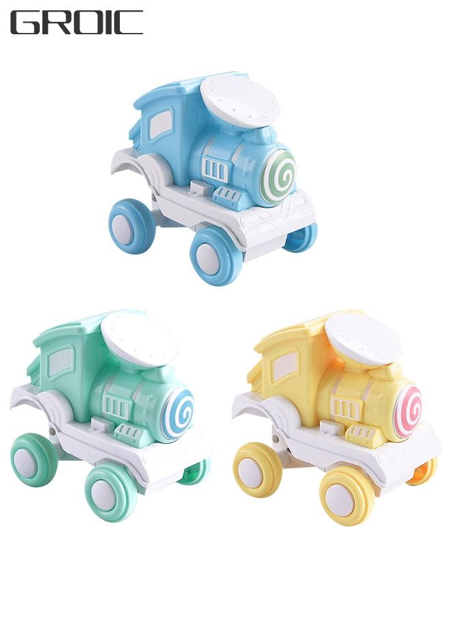 3Pcs Train Toy Press Cars for Toddlers Boys Girls, Push and Go Cars Roll Cars Friction Powered Cars Toddler Toys for 2 3 4 5 Year Old Baby Kids