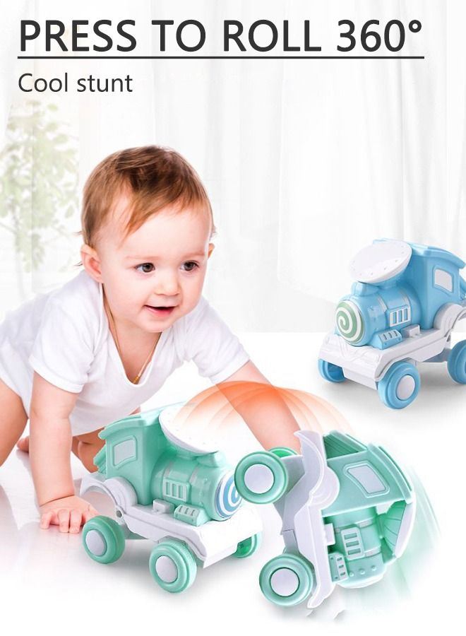 3Pcs Train Toy Press Cars for Toddlers Boys Girls, Push and Go Cars Roll Cars Friction Powered Cars Toddler Toys for 2 3 4 5 Year Old Baby Kids