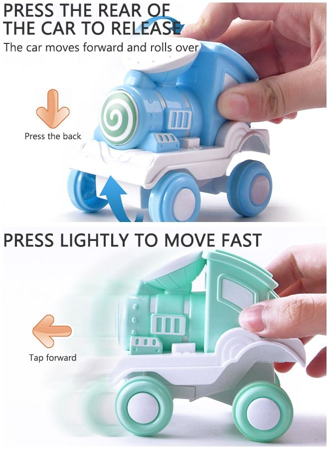 3Pcs Train Toy Press Cars for Toddlers Boys Girls, Push and Go Cars Roll Cars Friction Powered Cars Toddler Toys for 2 3 4 5 Year Old Baby Kids