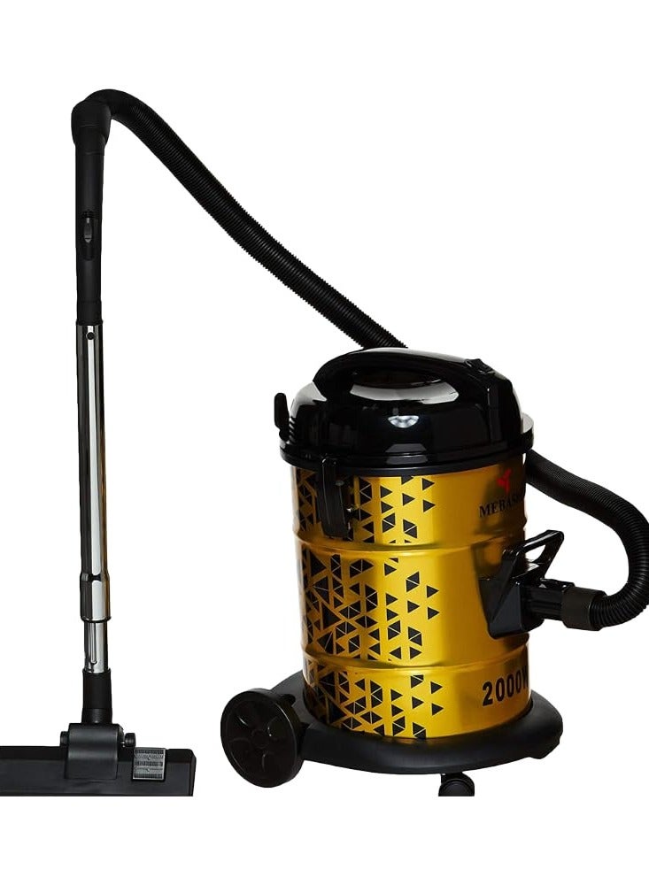 MEBASHI Drum Vacuum Cleaner with 25L Capacity, High Efficiency, and Low Noise Level – Yellow(DVC1010 Drum Vacuum Cleaner)(2000W)