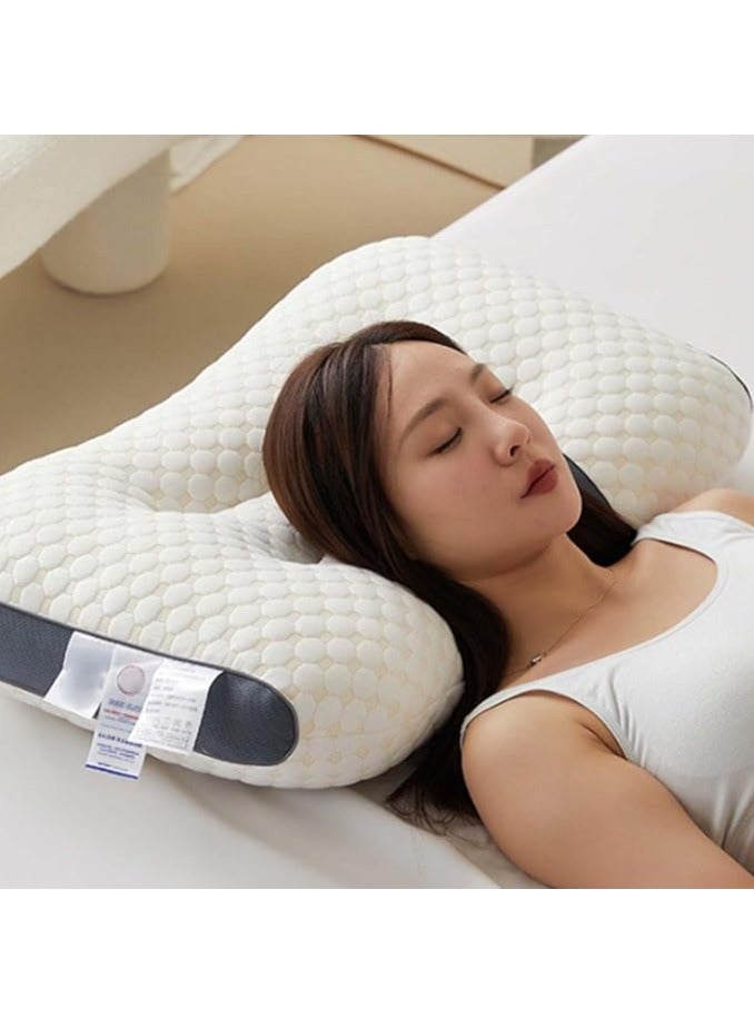 Soft and Non Collapsing Pillow Core Comfortable Cervical Spine Supportive Pillow Ergonomic Contoured Neck Pillow for Bed Cervical Spine Pillow with Breathable Fabric(