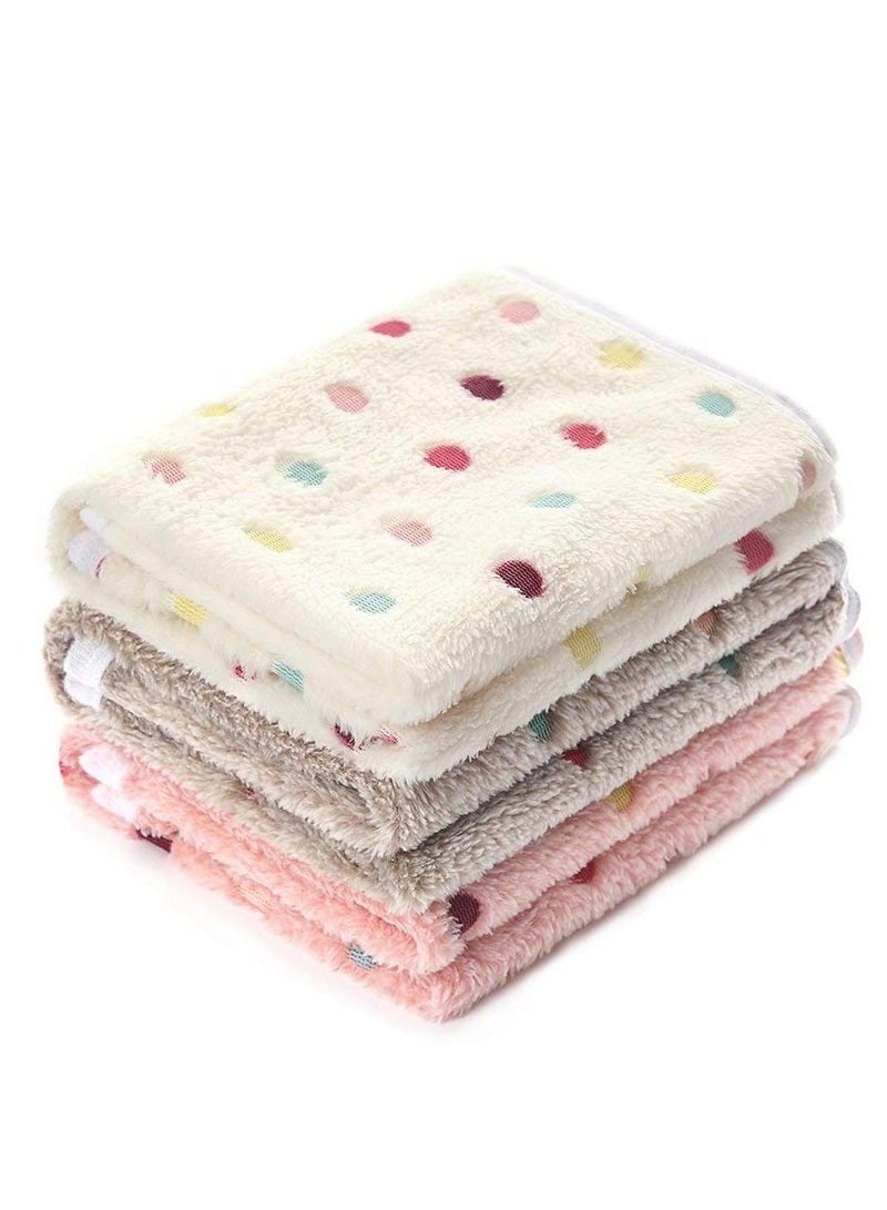 3 Blankets Super Soft and Fluffy Quality Wool Pet Blanket Facecloth Blanket for Dogs Puppies Cats Sleeping Blanket (3 Colors, 76x52cm)