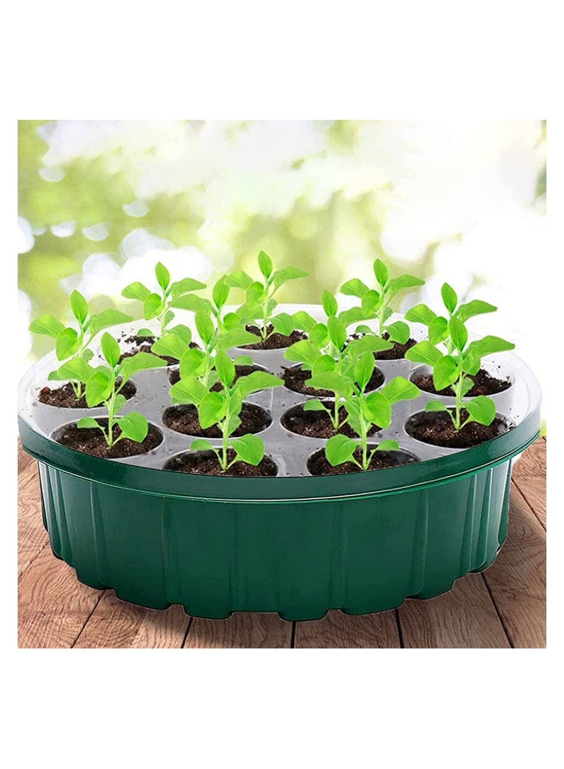 Plant Germination Trays Kit, Thicken Round Seed Trays 3Pack Cells Potting Trays, Seed Propagators Trays with Lids