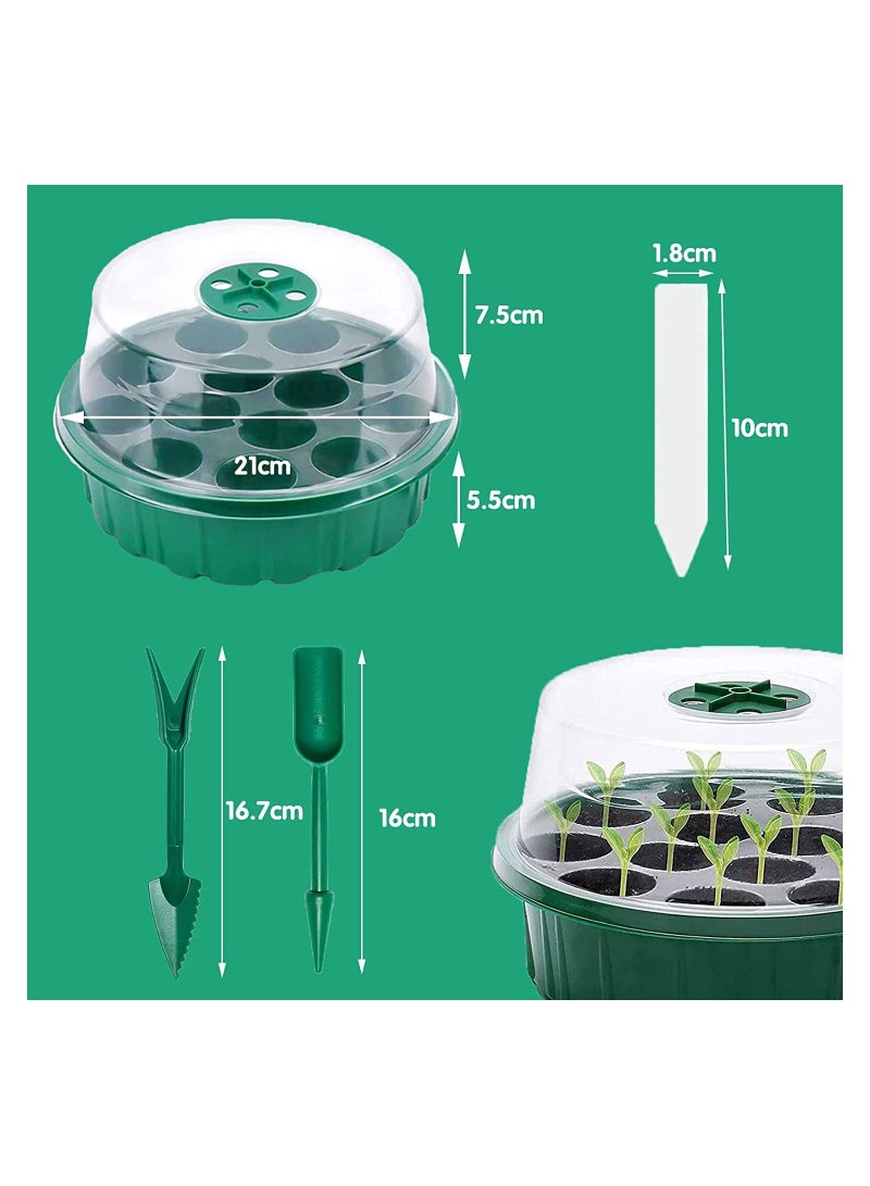 Plant Germination Trays Kit, Thicken Round Seed Trays 3Pack Cells Potting Trays, Seed Propagators Trays with Lids