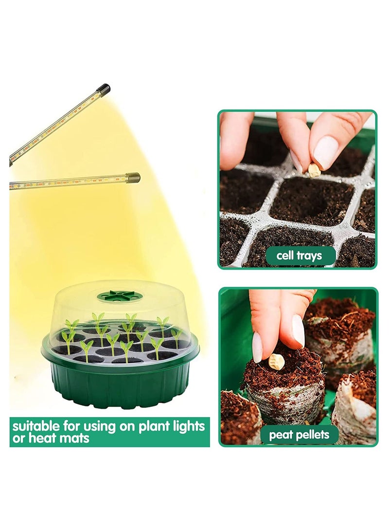 Plant Germination Trays Kit, Thicken Round Seed Trays 3Pack Cells Potting Trays, Seed Propagators Trays with Lids