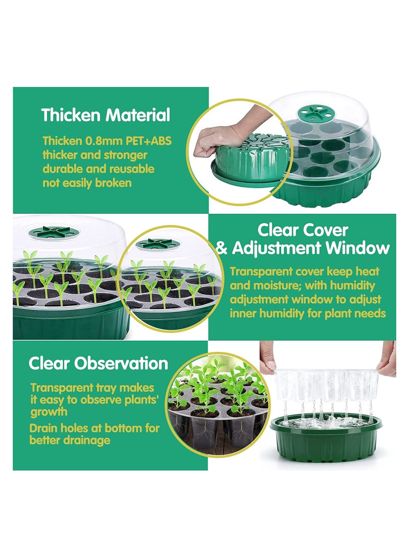 Plant Germination Trays Kit, Thicken Round Seed Trays 3Pack Cells Potting Trays, Seed Propagators Trays with Lids, Propagators for Plants Seed Growing Garden Greenhouse