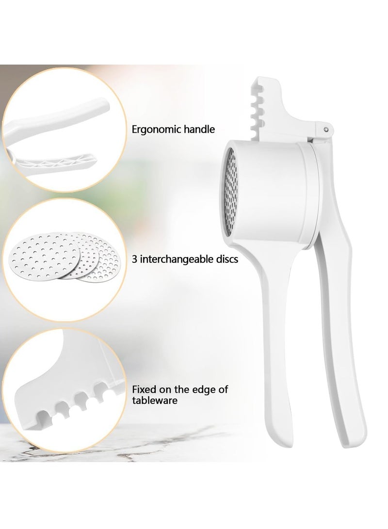 Potato Ricer and Masher with 3 Interchangeable Discs, Large Capacity Labor-saving Handle Great for Mashed Potatoes and Baby Food, Spaetzle Maker Press