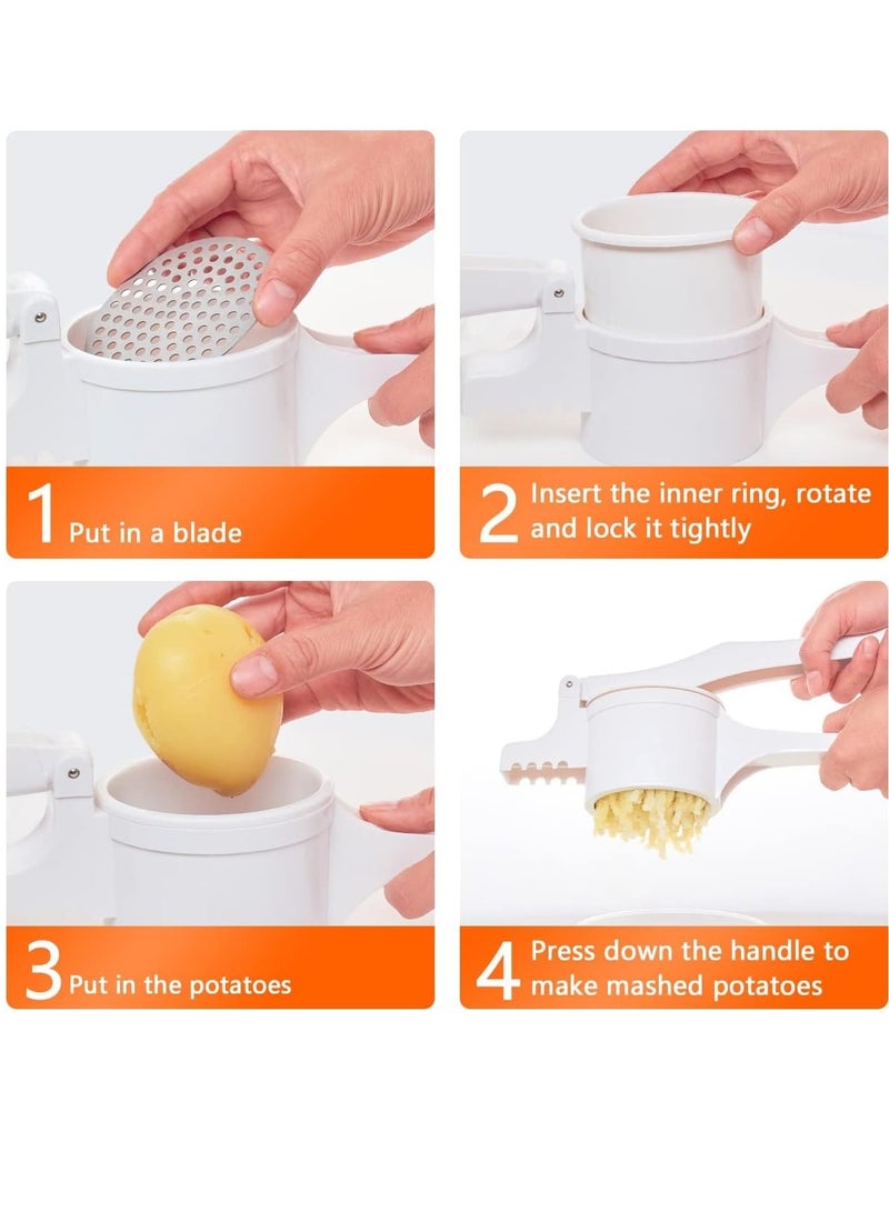 Potato Ricer and Masher with 3 Interchangeable Discs, Large Capacity Labor-saving Handle Great for Mashed Potatoes and Baby Food, Spaetzle Maker Press