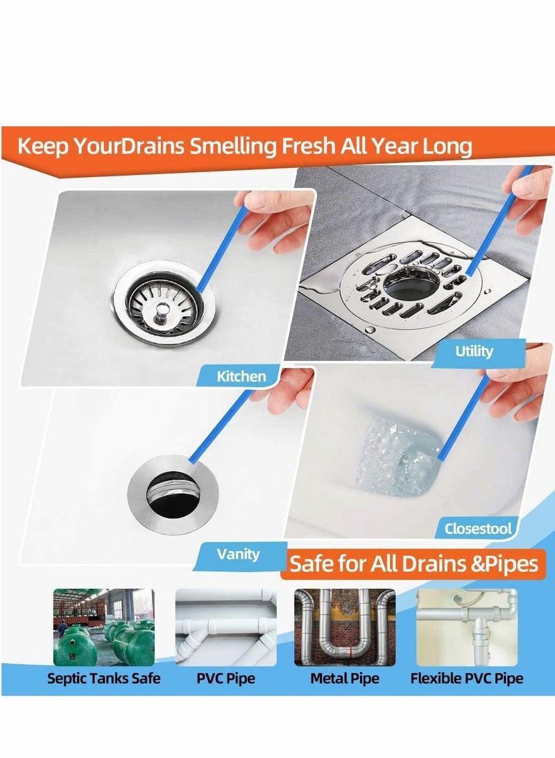 Drain Cleaner Stick, 48Pcs Drain Sticks Deodorizer, Bathroom Sink Drain Cleaning Tool, for Kitchen Shower Bathroom, Toilet, Sink Freshener