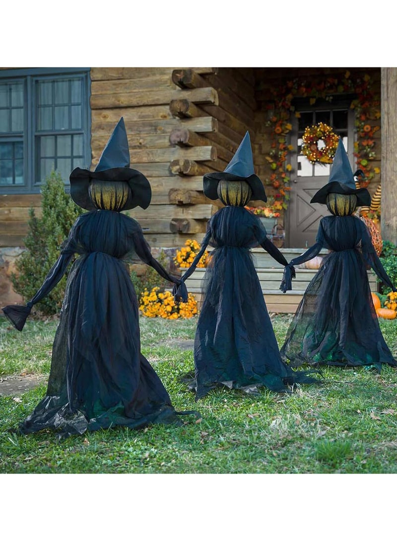 Festival Decorations Large Light Up Holding Hands Screaming Witches,festival decor outdoor,Sound-Activated Sensor Waterproof Life Size Scary Decor for Home Outside Yard Lawn Garden Party,3pcs