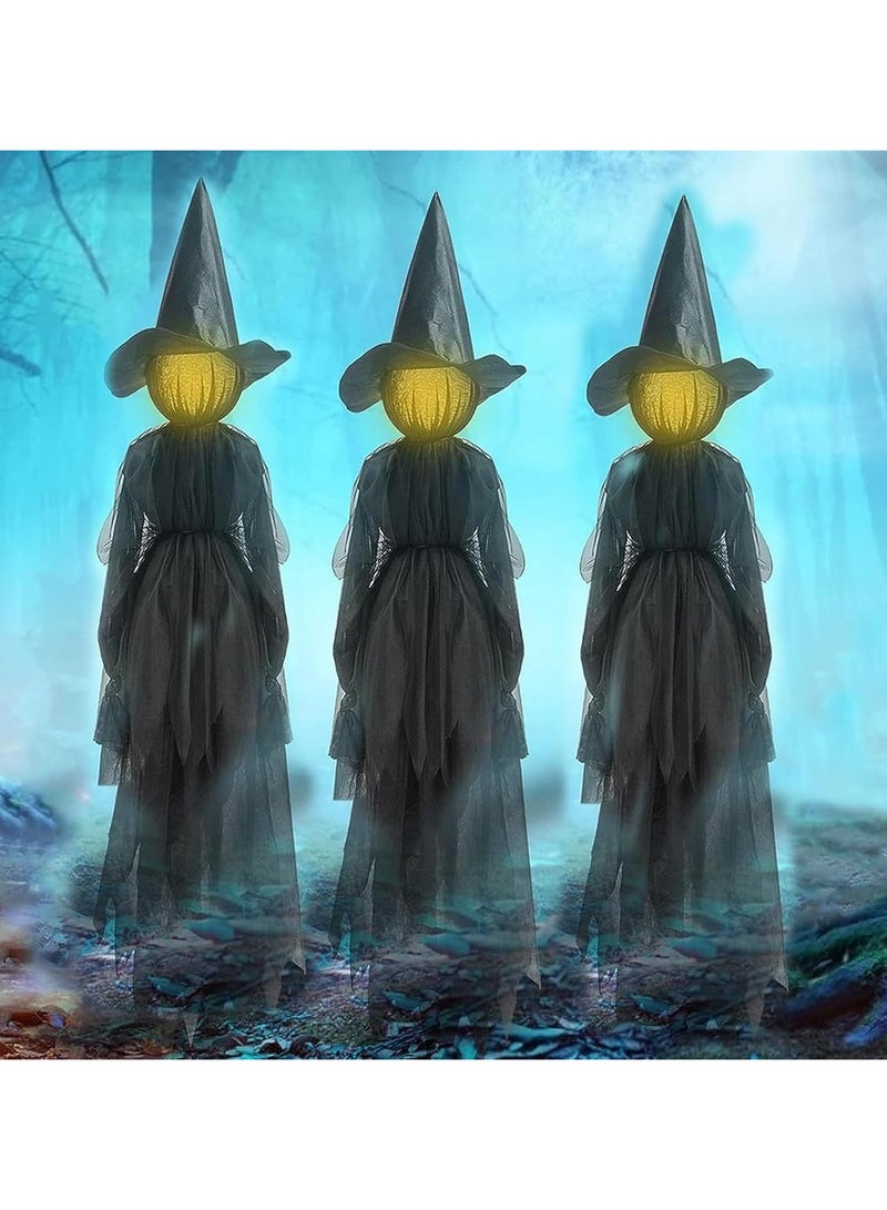 Festival Decorations Large Light Up Holding Hands Screaming Witches,festival decor outdoor,Sound-Activated Sensor Waterproof Life Size Scary Decor for Home Outside Yard Lawn Garden Party,3pcs