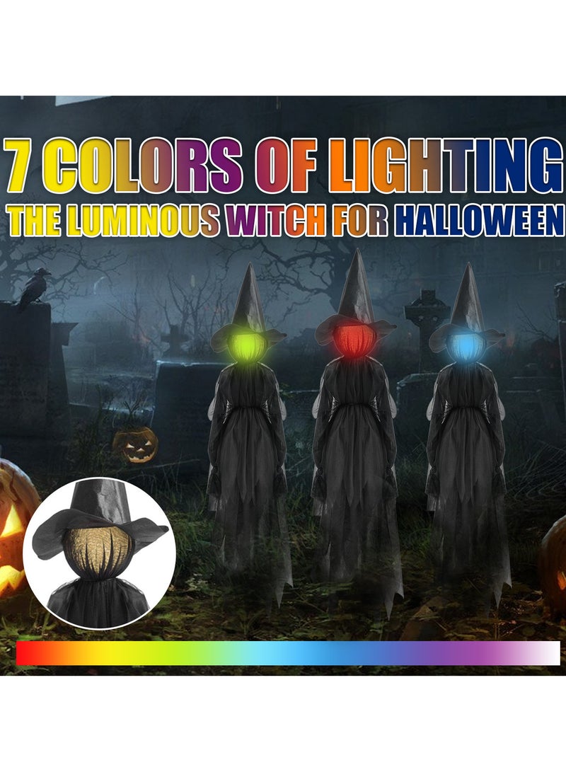 Festival Decorations Large Light Up Holding Hands Screaming Witches,festival decor outdoor,Sound-Activated Sensor Waterproof Life Size Scary Decor for Home Outside Yard Lawn Garden Party,3pcs