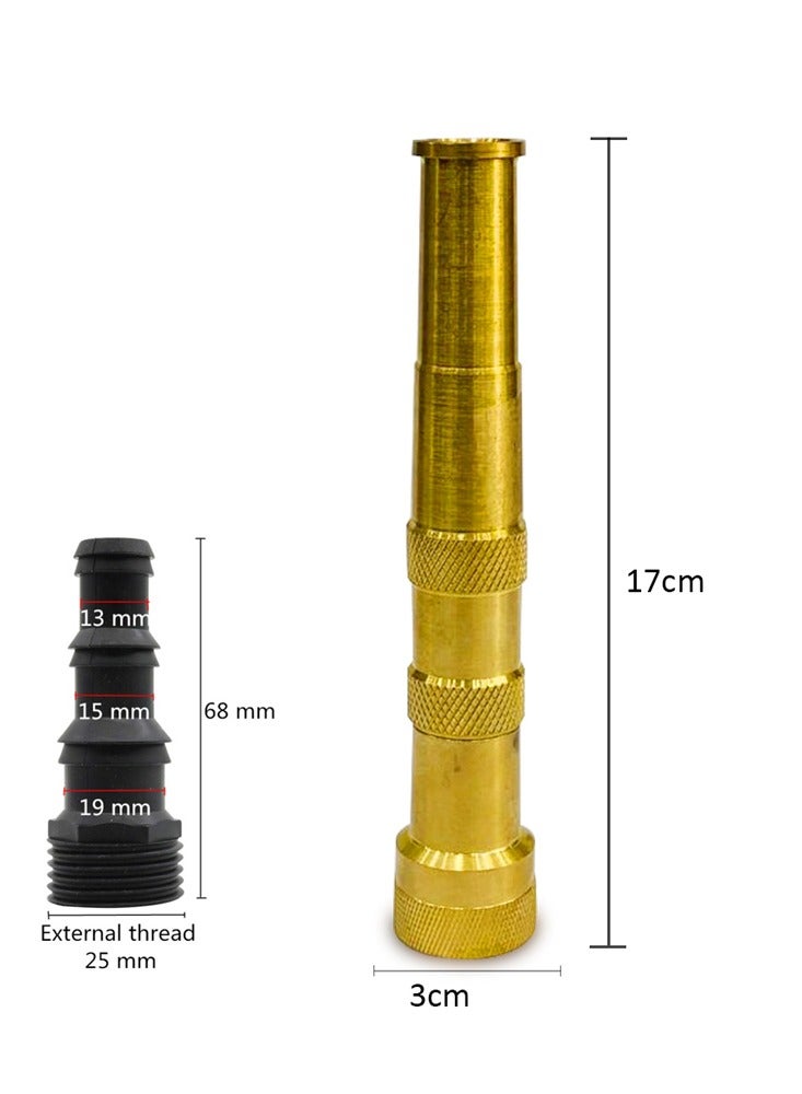 Heavy-Duty Brass Adjustable Twist Hose Nozzle Gun 17cm for 3/4