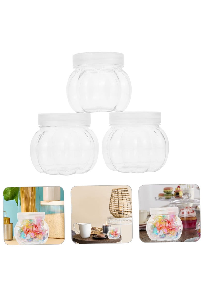 24 Pcs Pet Pumpkin Jar Decorative Stash Box Clear Jar Candy, Candy Jar Clear Candy Containers Holders Pumpkin Candy Jars Wrapping Canister Storage Holder Box