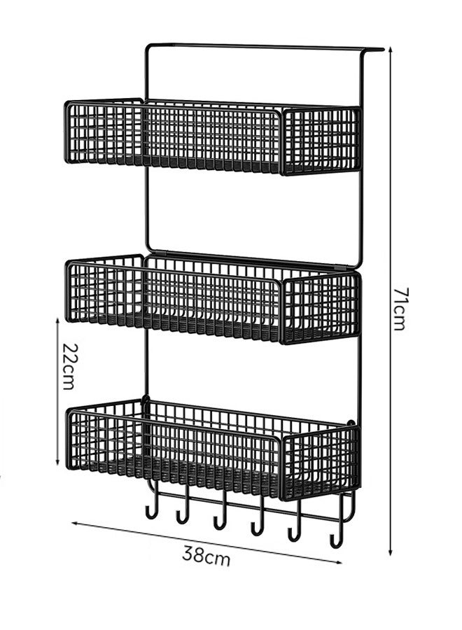 Kitchen Refrigerator Side Wall Mounted Storage Rack Spice Rack Storage Rack Item Placement Rack With Hooks 38x71cm