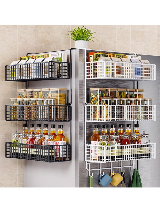 Kitchen Refrigerator Side Wall Mounted Storage Rack Spice Rack Storage Rack Item Placement Rack With Hooks 38x71cm