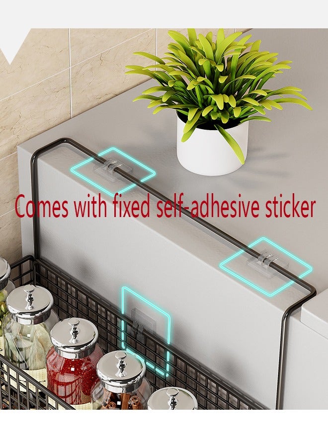 Kitchen Refrigerator Side Wall Mounted Storage Rack Spice Rack Storage Rack Item Placement Rack With Hooks 38x71cm