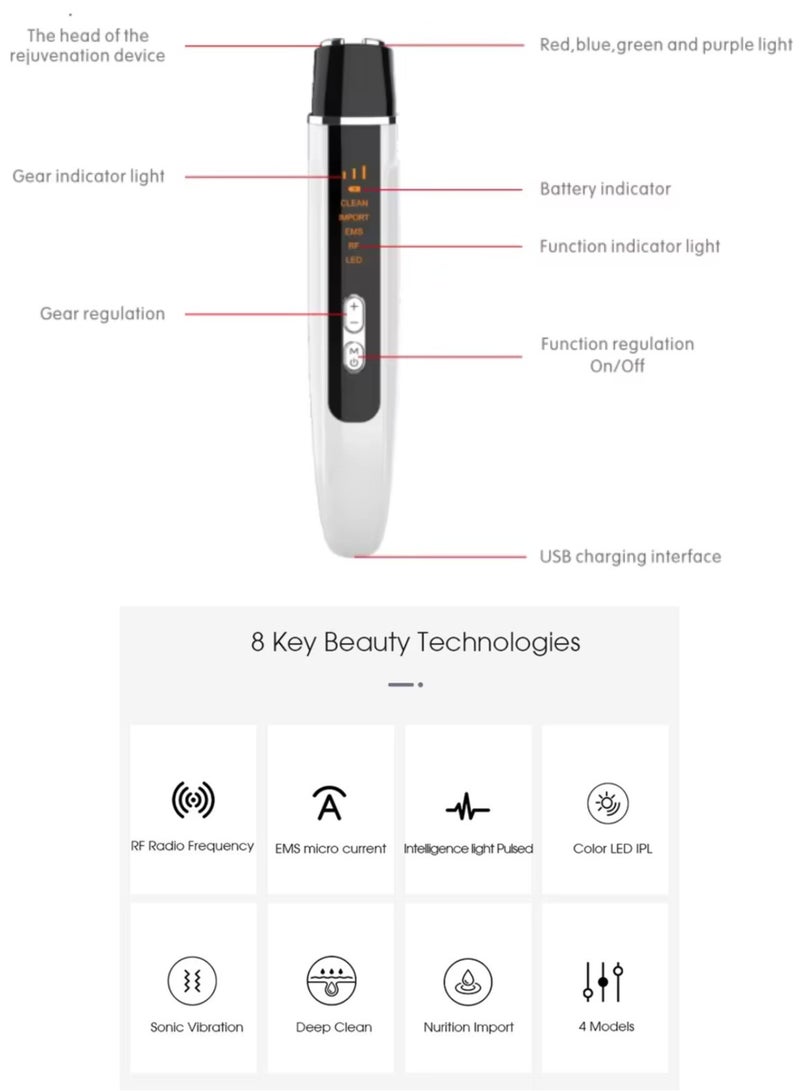 Handheld Eye Massager – Vibrating Electric Ion Stick for Wrinkle Removal, RF EMS Anti-Aging Facial Lifting Device