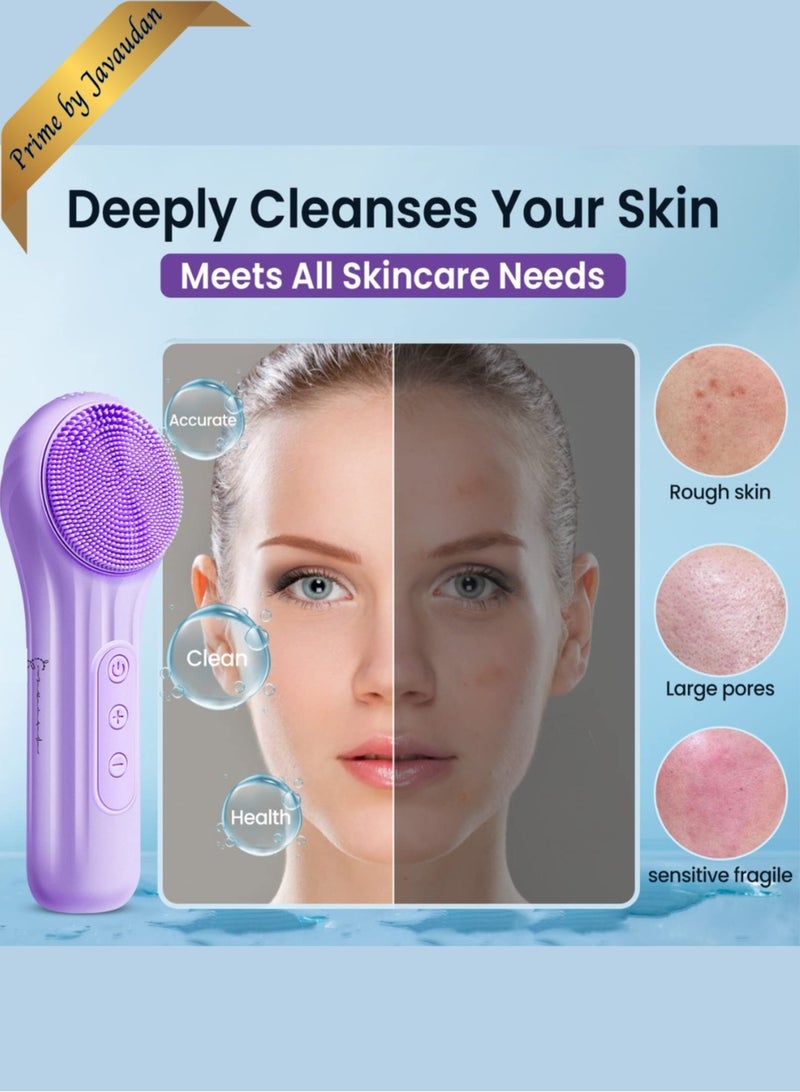 Face Scrubber Silicone Electric Facial Cleansing Brush Skincare Tools with Magnet Charger for Deep Cleaning Gentle Exfoliating Massaging Waterproof