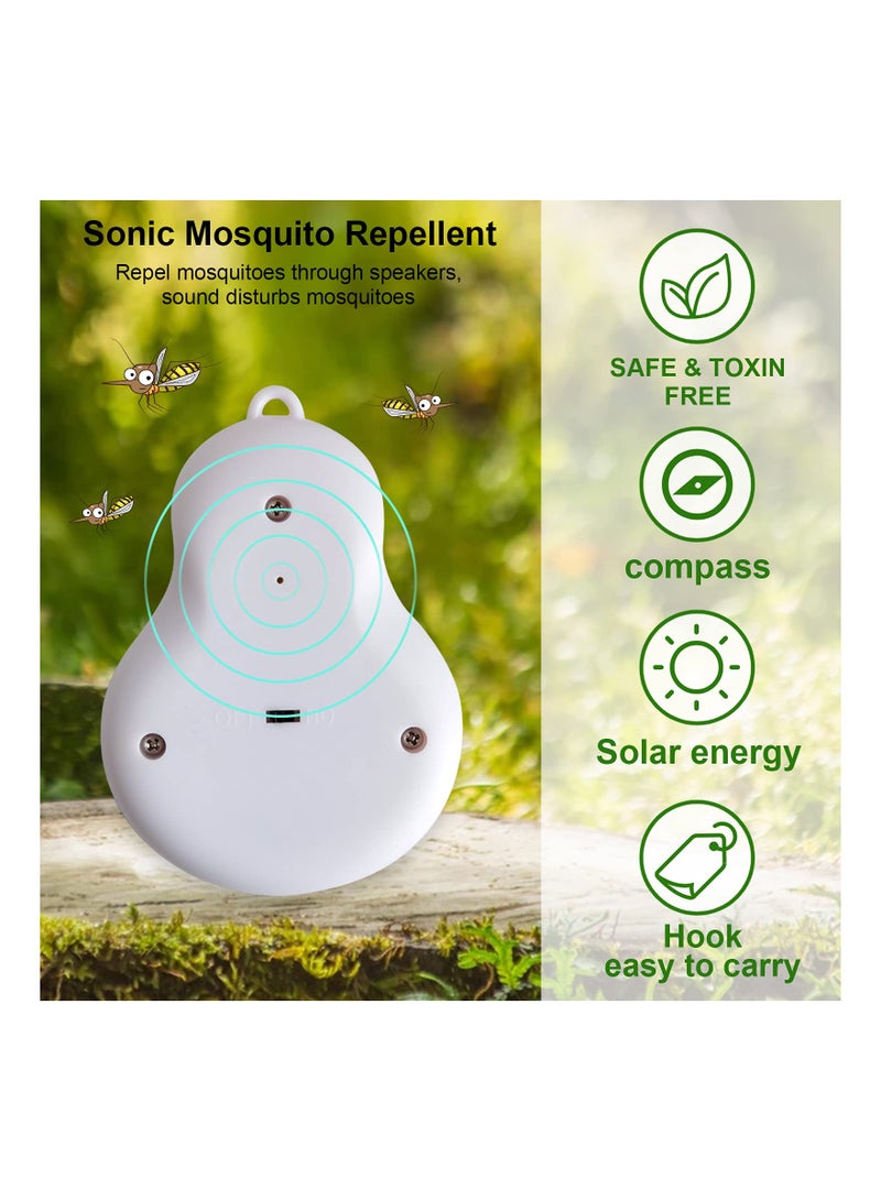 Ultrasonic Mosquito Repellent, Solar Ultrasonic Outdoor Mosquito Repellent, Ultrasonic Bug Zapper with Compass, Zapper Mosquito Can be Hung, Electronic Insect Killer Design for Camping, Picnic