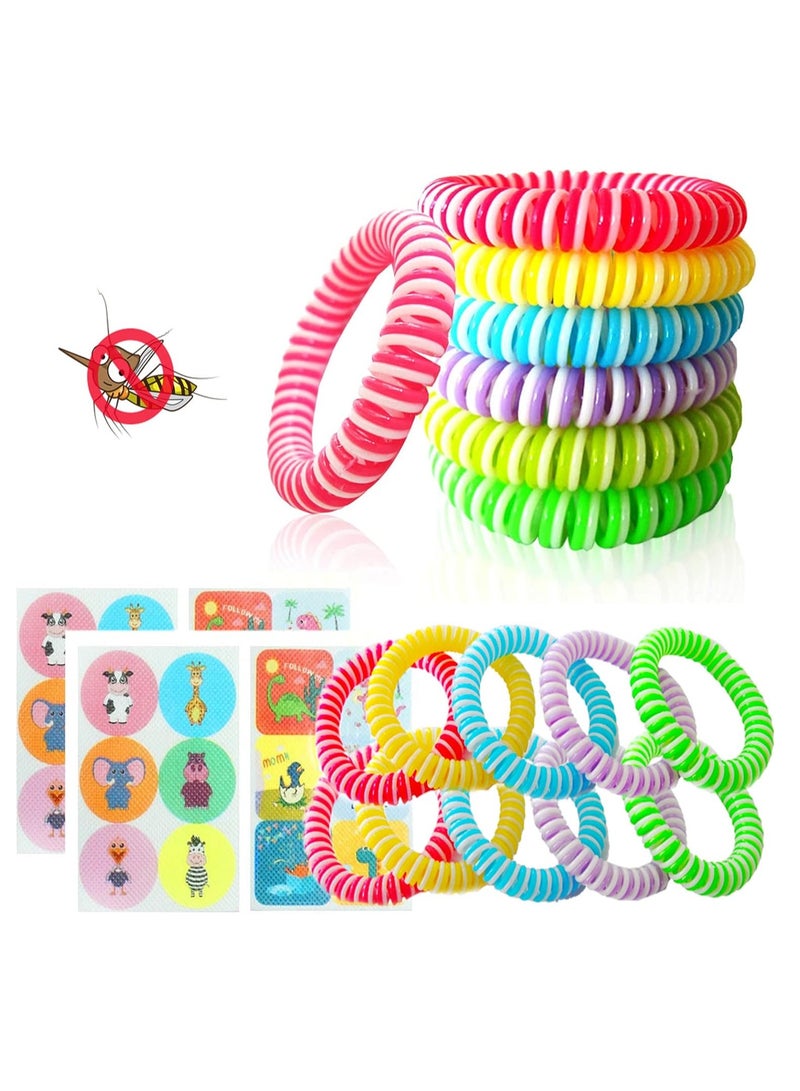 Mosquito Repellent Bracelet, Waterproof Bug Repellent Wrist Bands for Kids, Adults and Babies, All Natural Long-Lasting Outdoor Indoor Use (12 Random Color Bracelet+ 12 Insect Repellent Patches)