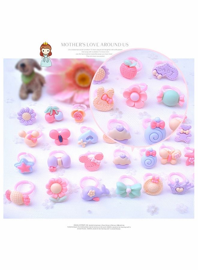 36pcs Adjustable Princess Pretend Rings, Girls Dress Up Toys, Girls Dress Up Ring Set, Kids Cartoon Ring Toys, Cute Cartoon Accessories