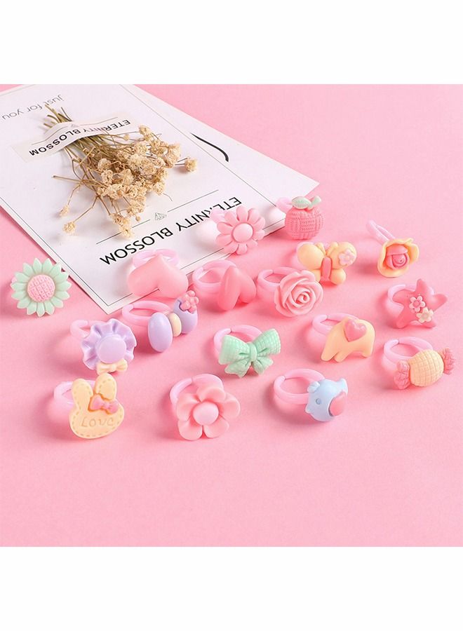 36pcs Adjustable Princess Pretend Rings, Girls Dress Up Toys, Girls Dress Up Ring Set, Kids Cartoon Ring Toys, Cute Cartoon Accessories