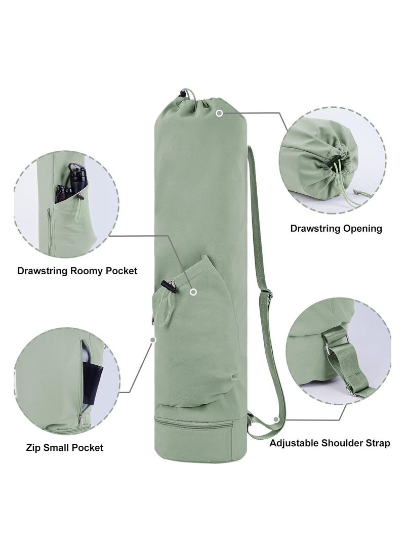 Yoga Mat Bag with Water Bottle Pocket and Bottom Wet Compartment - Multifunctional Sports Yoga Mat Carrier and Storage Bag