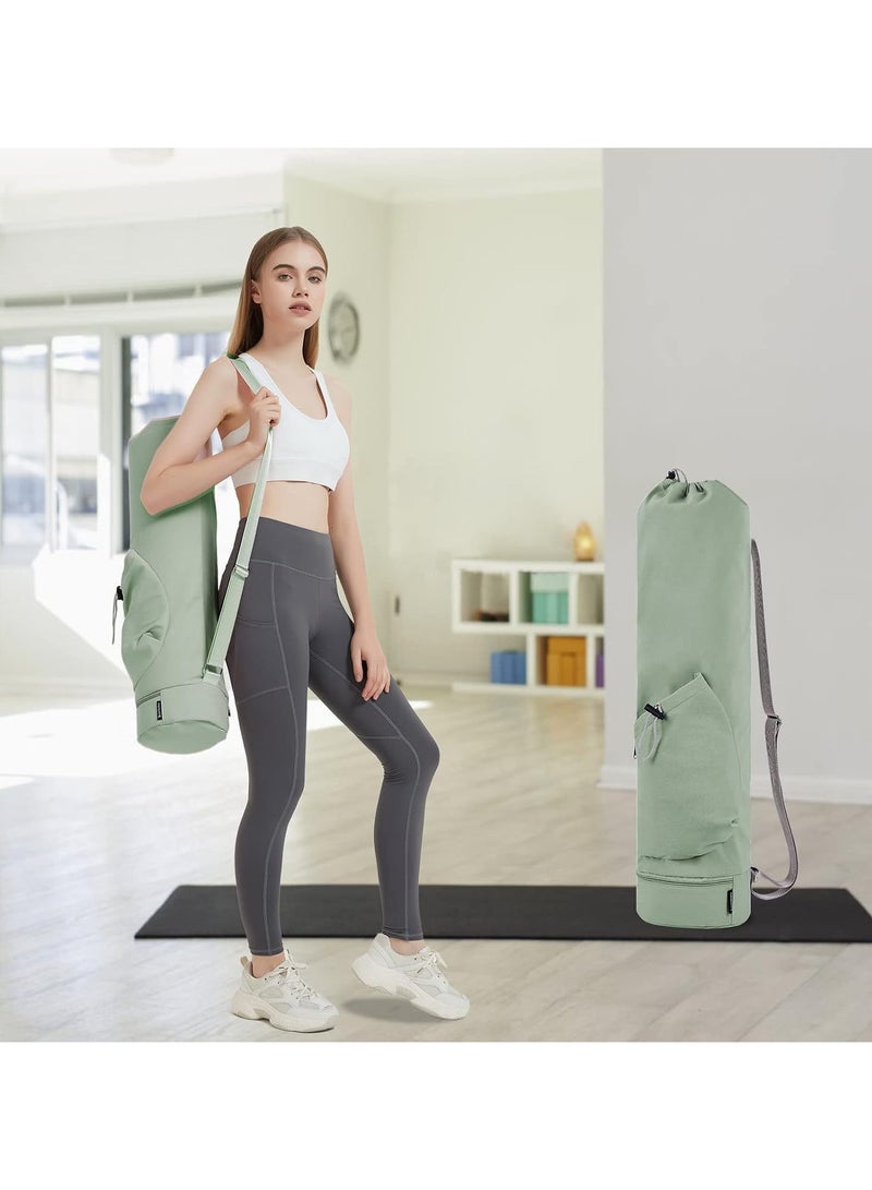 Yoga Mat Bag with Water Bottle Pocket and Bottom Wet Compartment - Multifunctional Sports Yoga Mat Carrier and Storage Bag