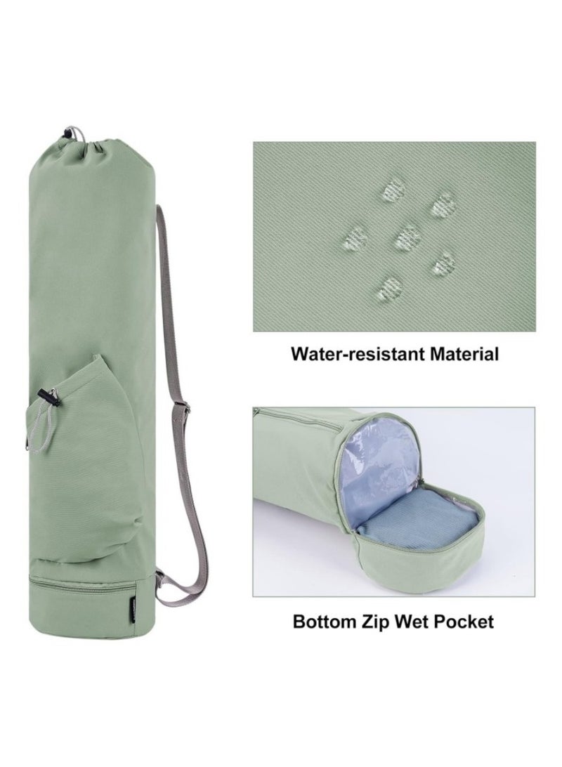 Yoga Mat Bag with Water Bottle Pocket and Bottom Wet Compartment - Multifunctional Sports Yoga Mat Carrier and Storage Bag
