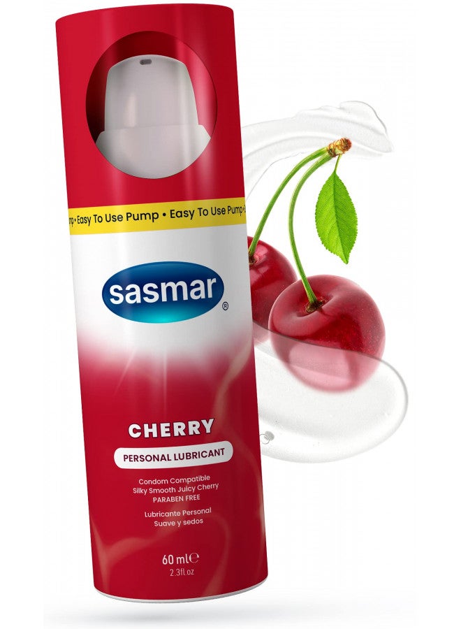 SASMAR Cherry Flavored Lubricant for Oral Use, Hypoallergenic Water Based Personal Lubricant for Men, Women & Couples, pH Balanced, Long Lasting & Paraben Free Edible Lube for Him & Her 2.3 Ounce