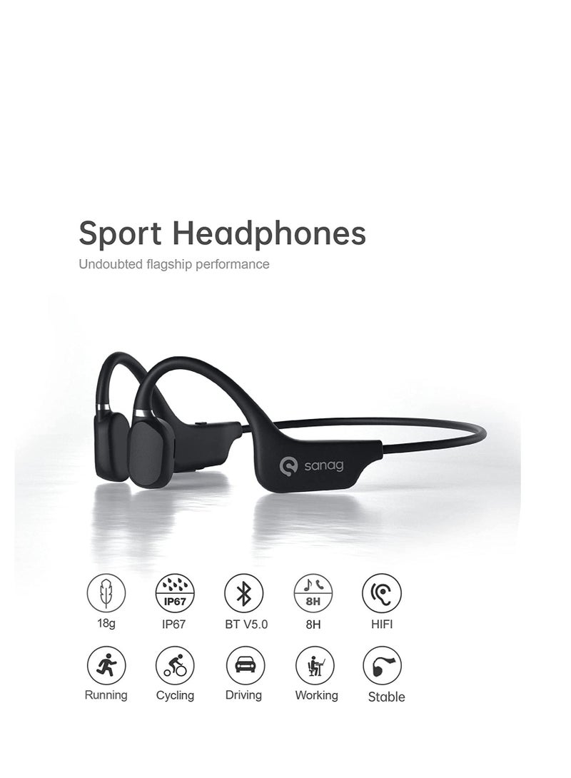 A5X True Bone Conduction Earphone Open Ear Bluetooth Wireless Sport Headphones Waterproof Headset 3D Stereo Sound