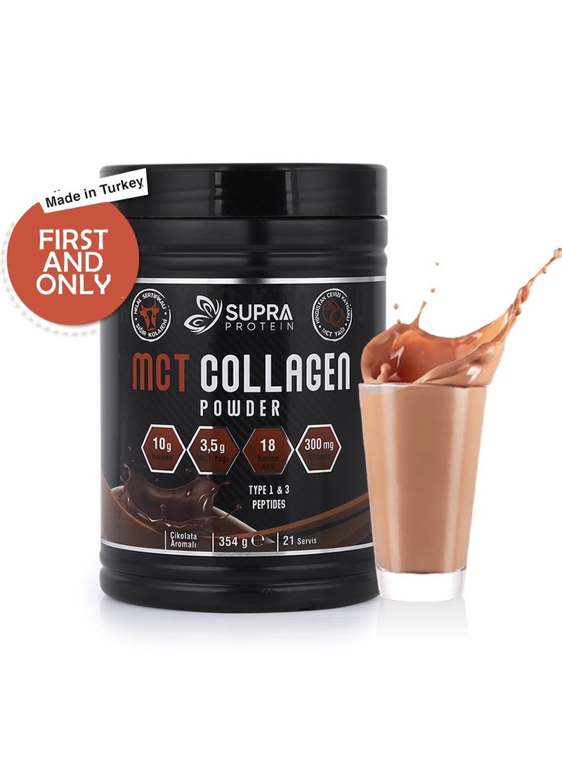 MCT Collagen Powder Chocolate Flavored with Collagen Peptides Types 1 & 3 for Skin, Hair, Bone & Joints + Supports Ketosis and Weight Loss Support (Halal Certified)- Quick Source of Energy