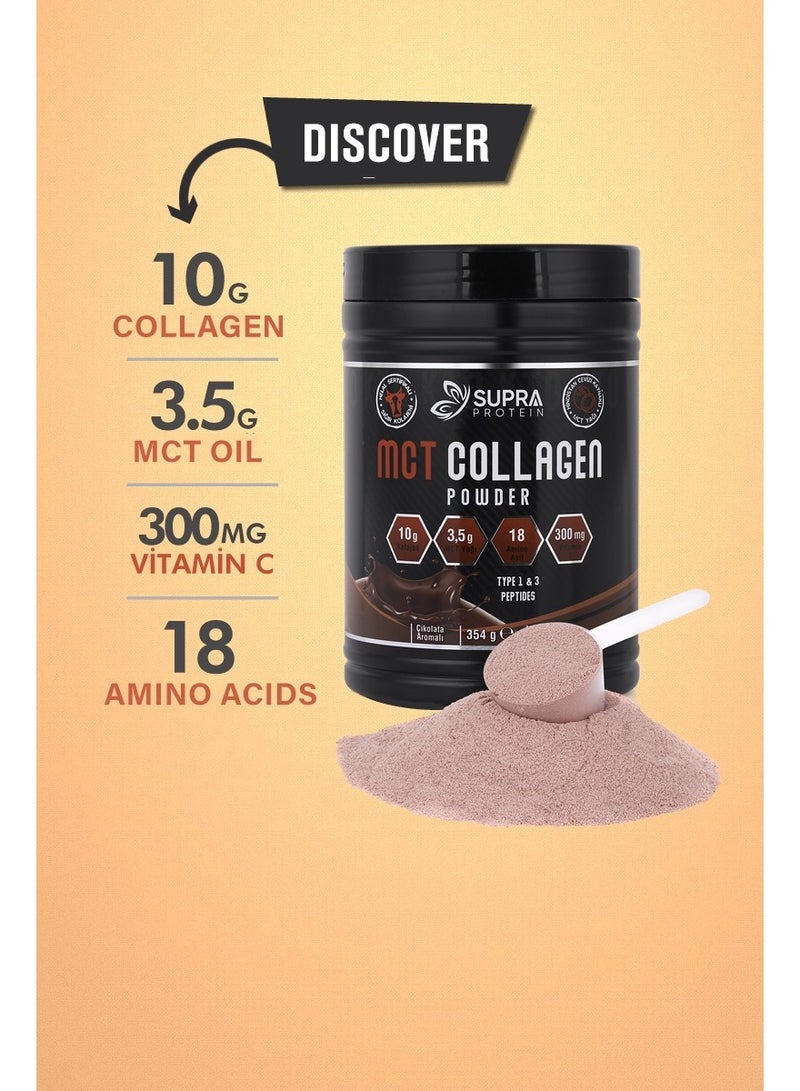 MCT Collagen Powder Chocolate Flavored with Collagen Peptides Types 1 & 3 for Skin, Hair, Bone & Joints + Supports Ketosis and Weight Loss Support (Halal Certified)- Quick Source of Energy