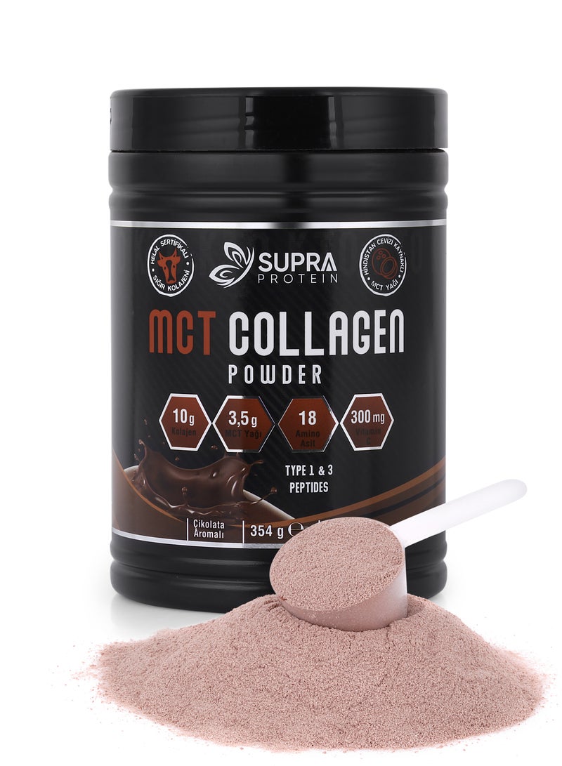 MCT Collagen Powder Chocolate Flavored with Collagen Peptides Types 1 & 3 for Skin, Hair, Bone & Joints + Supports Ketosis and Weight Loss Support (Halal Certified)- Quick Source of Energy