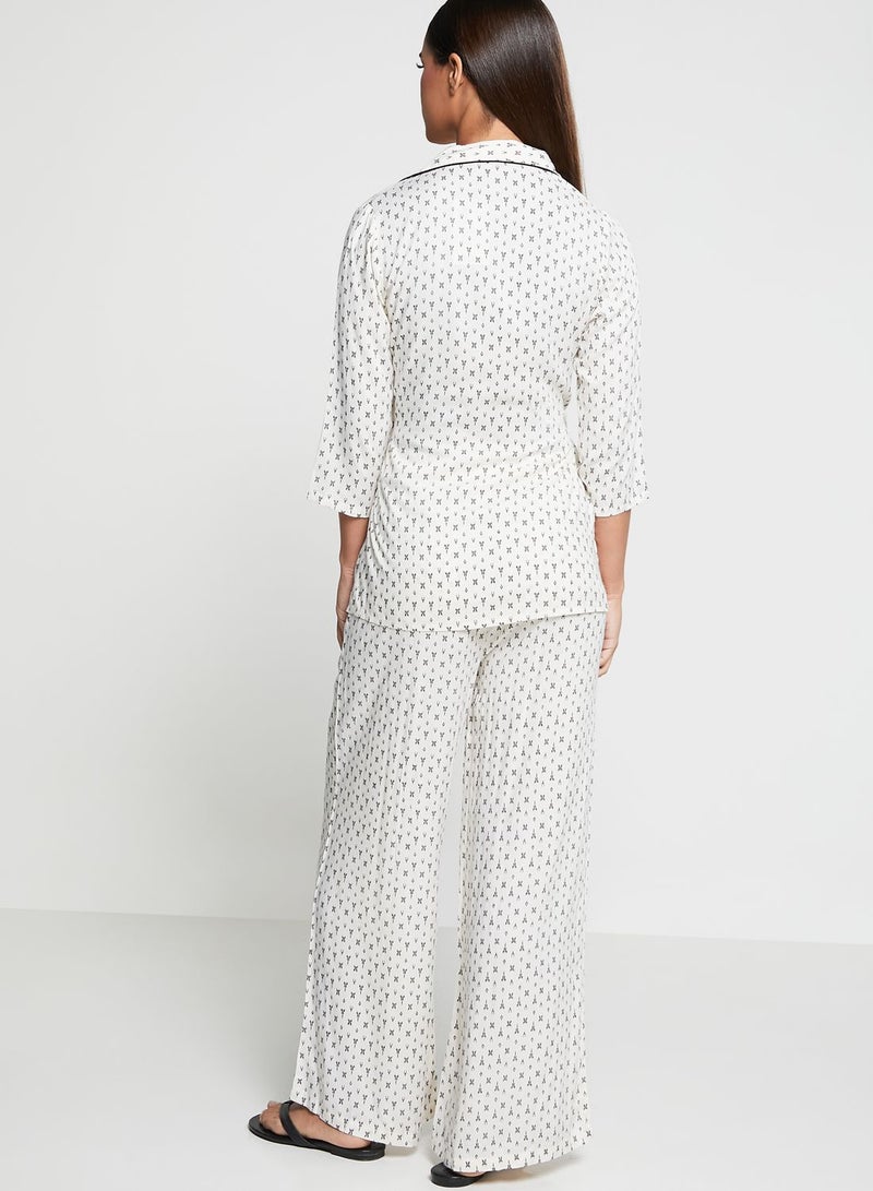 Printed Wrap Top & Pants Set