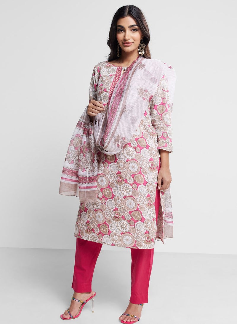 Floral Print 2Pc Kurta Set