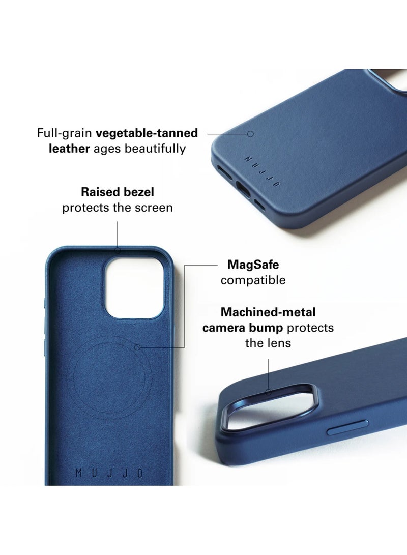 Elevate your iPhone 16 Pro Max with the Full Leather Case in Monaco Blue with MagSafe. Crafted from premium leather, this luxurious case combines elegance and durability, providing a sleek, sophisticated look while offering superior protection.