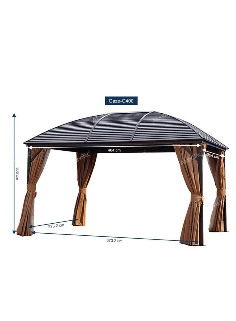 Wooden Twist Cupola Roof Aluminum Dome Pergola Gazebo - 3x4 Meter Outdoor Garden Retreat